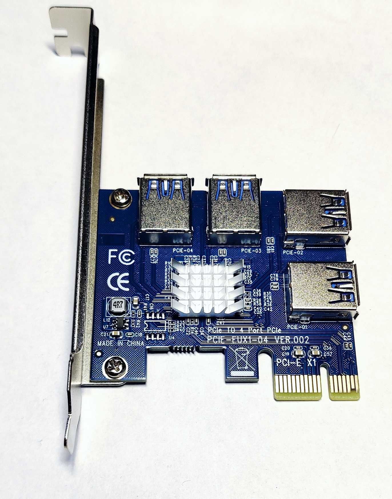 HUB плата расширения, разветвитель PCI-E на 4 USB pcie сплиттер Riser