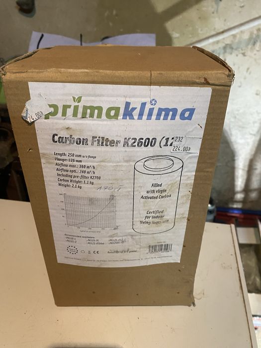 Filtr weglowy PrimaKlima 125mm 360m3/h
