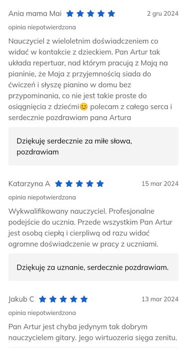 Lekcje gry na gitarze, gitarze basowej, pianino, keyboard.