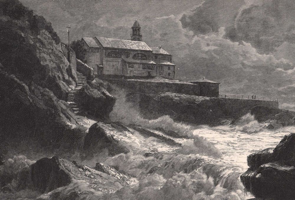 Bohm: Przybrzeżne fale. Pejzaż morski. Drzeworyt 1899 r. oryginał