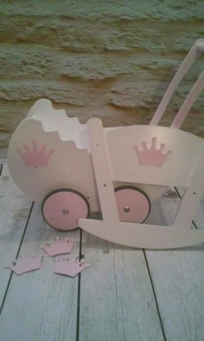 DREWNIANY Wózek budka dla lalek "Ani" z okienkiem