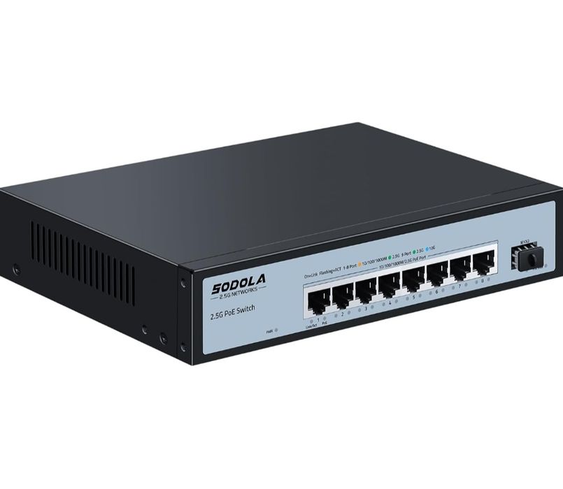 Sodola 2.5G PoE комутатор, 8 портів, менеджований, 120 Вт