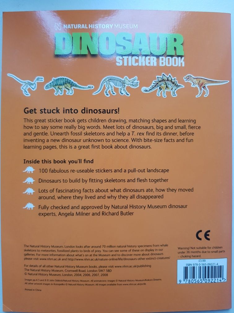 Dinosaur Sticker Book, Natural History Museum