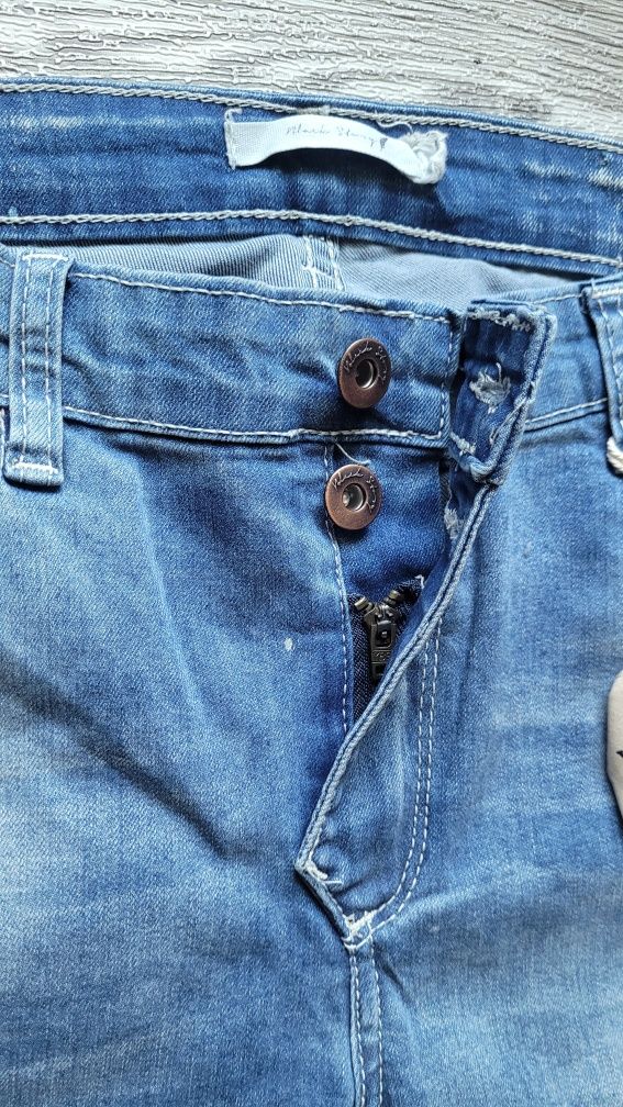 Spodnie jeansowe rurki skinny damskie jeansy elastyczne dopasowane M L