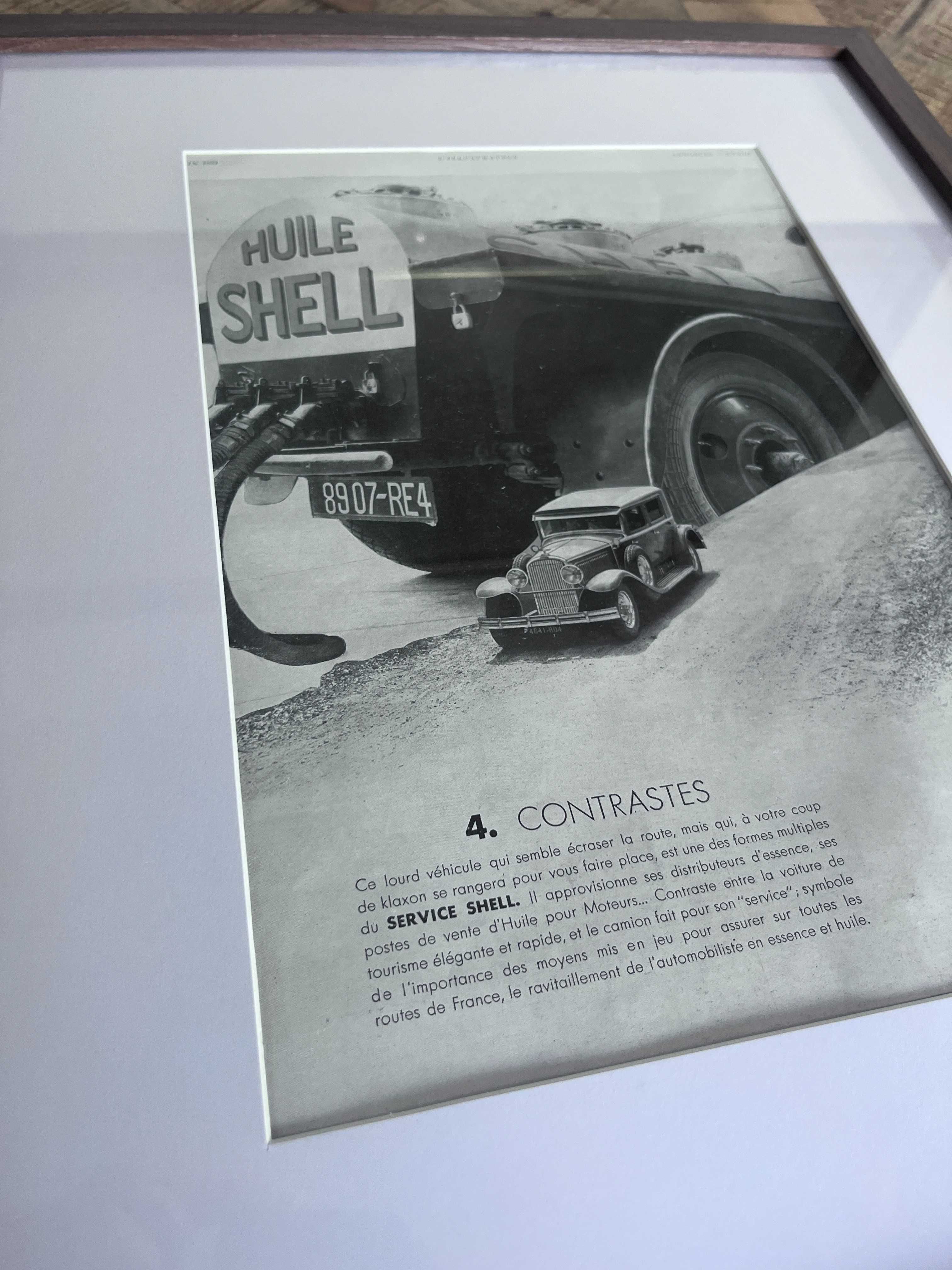 Vintage SHELL lata 30. oryginał oprawiona reklama w ramce