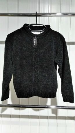 okazja - nowy sweter szenilowy dziewczęcy 100% akryl 7-8lat 122-128cm