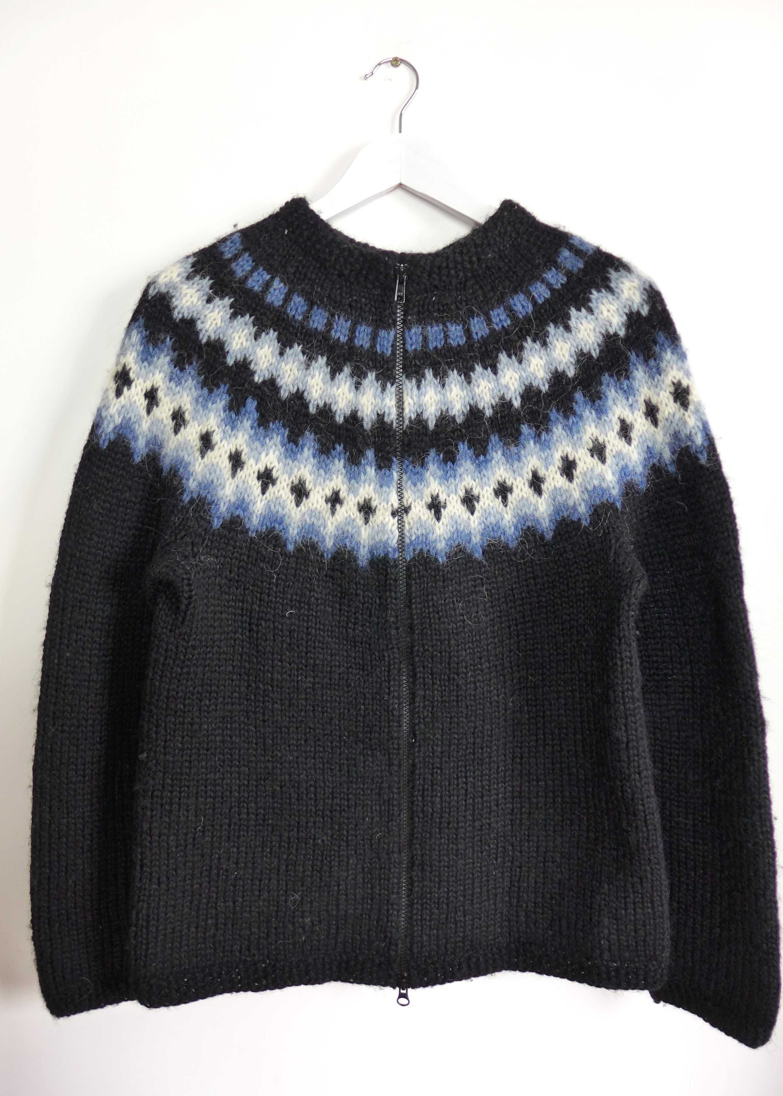 SWETER ISLANDZKI S 36 rozpinany kardigan lopapeysa Ręcznie Dziergany