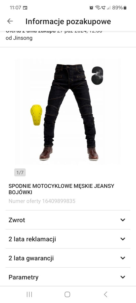 Jeansy motocyklowe