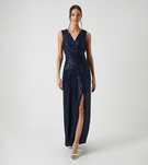 Coast 40 L Sukienka Maxi Granatowa Cekinowa H17321
