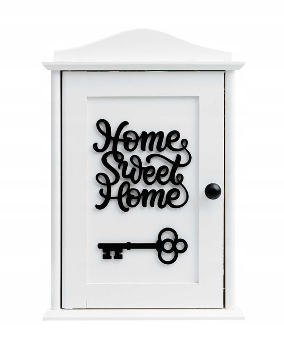 Drewniana Szafka na Klucze – Biała Skrzynka z Półką