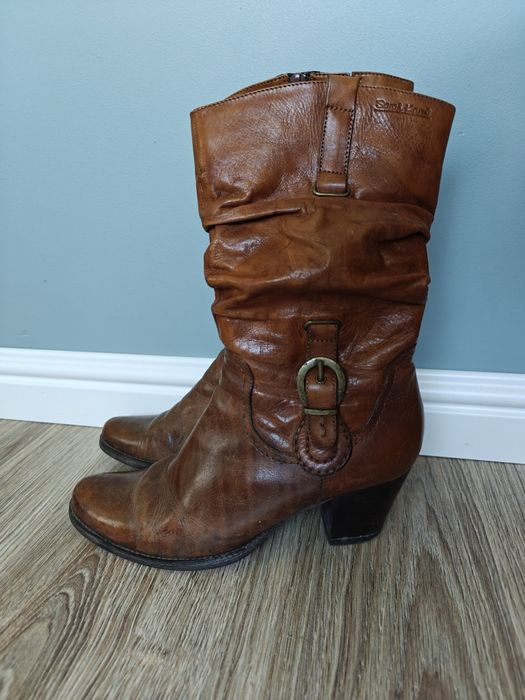 Koniakowe kozaki damskie na słupku r. 38