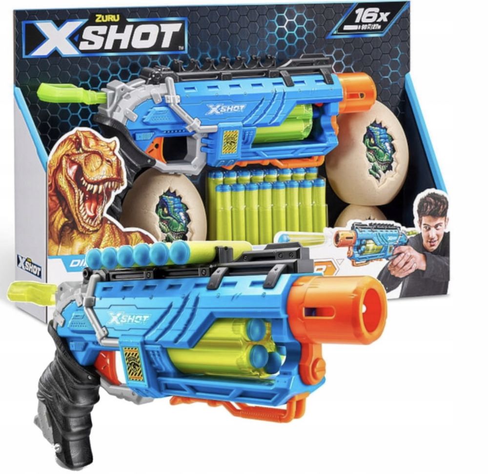 X-shot pistolet na strzałki wyrzutnia Dino Attack Zuru + 16 strzałek