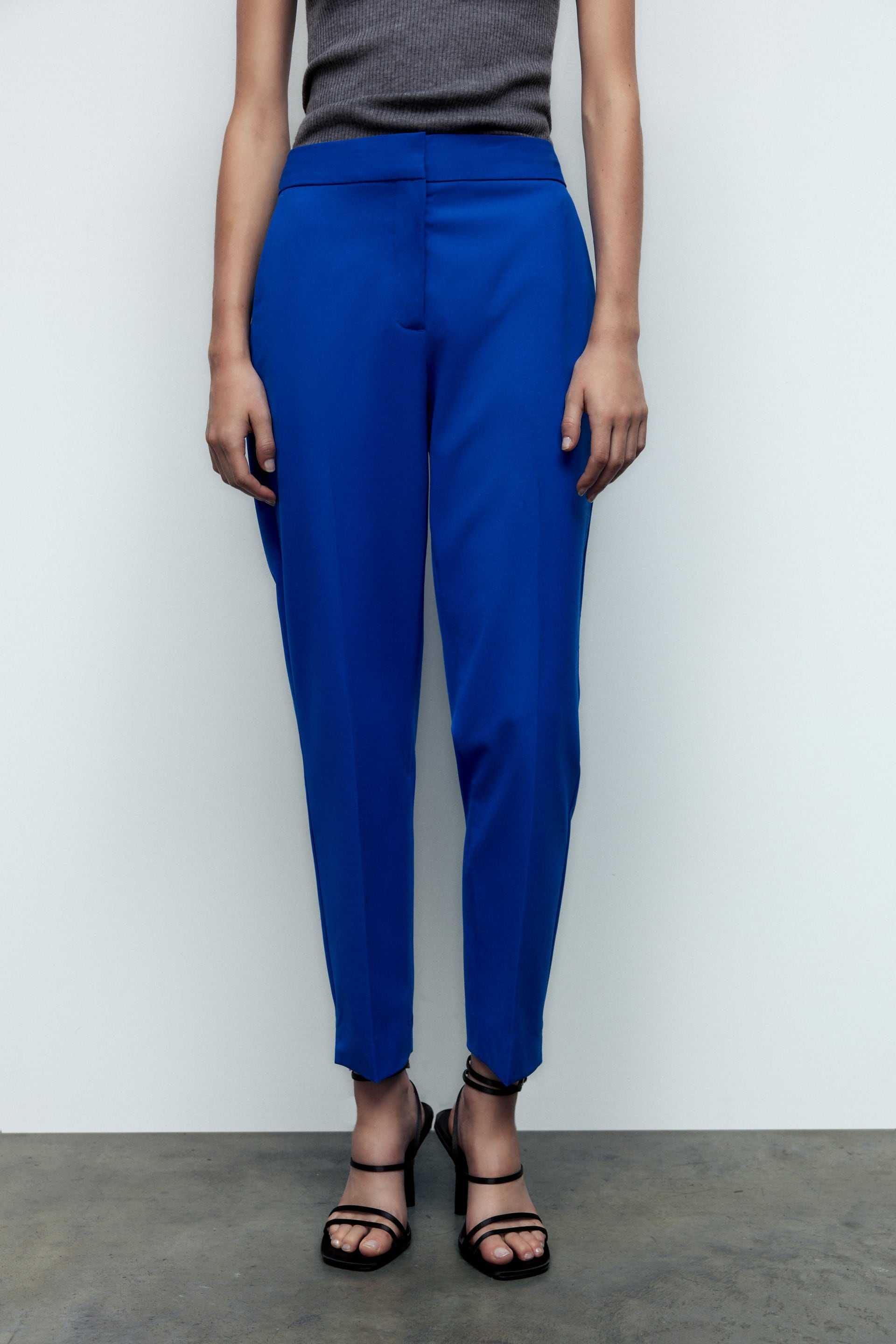 ZARA Luksusowy GARNITUR damski 34 XS intensywnie niebieski