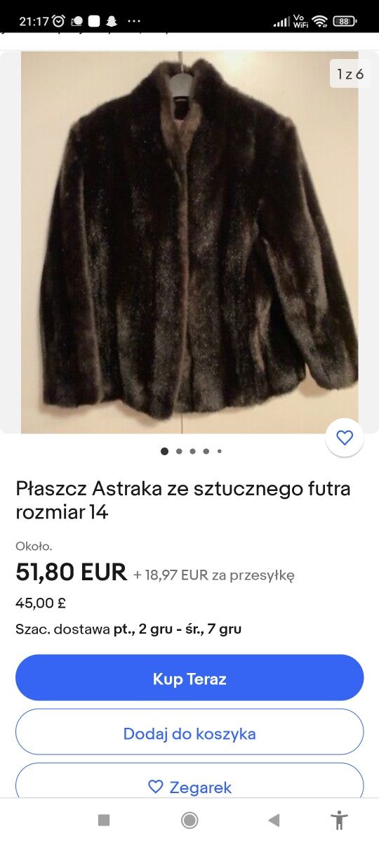 Futro sztuczne Astraka 42/44