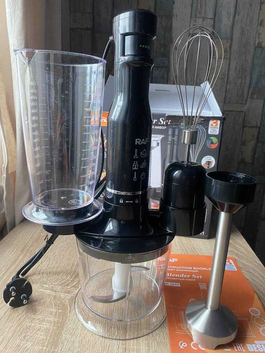 Блендер занурювальний RAF R.3011 з 4 насадками 4в1, потужність 1800 Вт