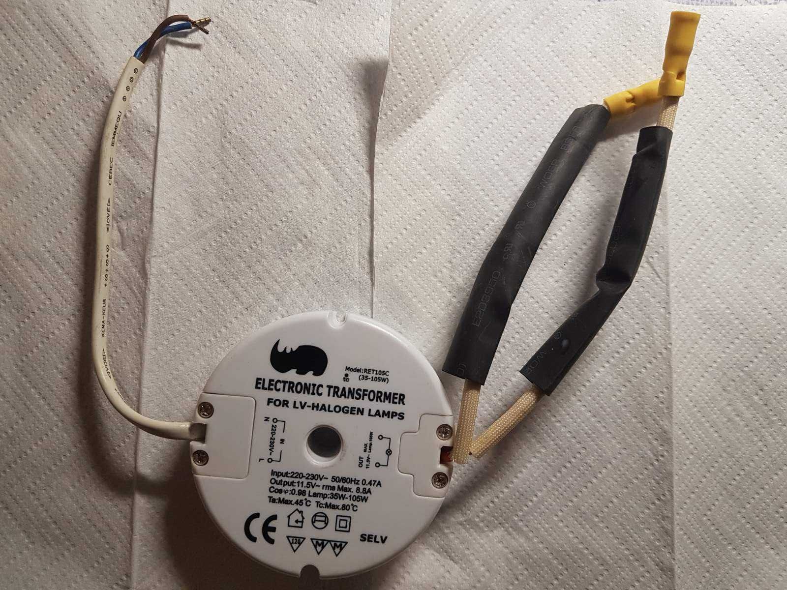Трансформатор Электронный 220/11.5v Модель PET-105C (35-105w)