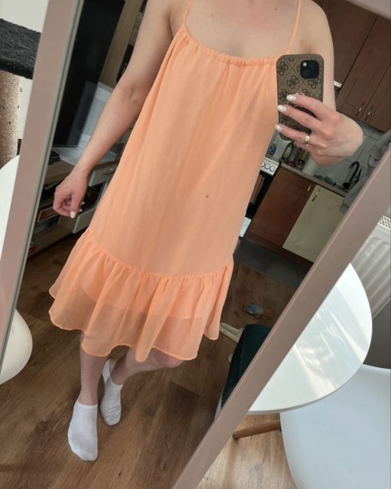 Sukienka letnia candy neon pomarańcz ramiączka zwiewna lekka