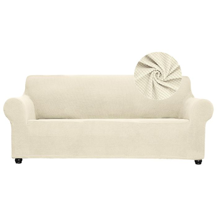 Biały Pokrowiec Żakardowy Elastyczny na Sofę 3-osobową