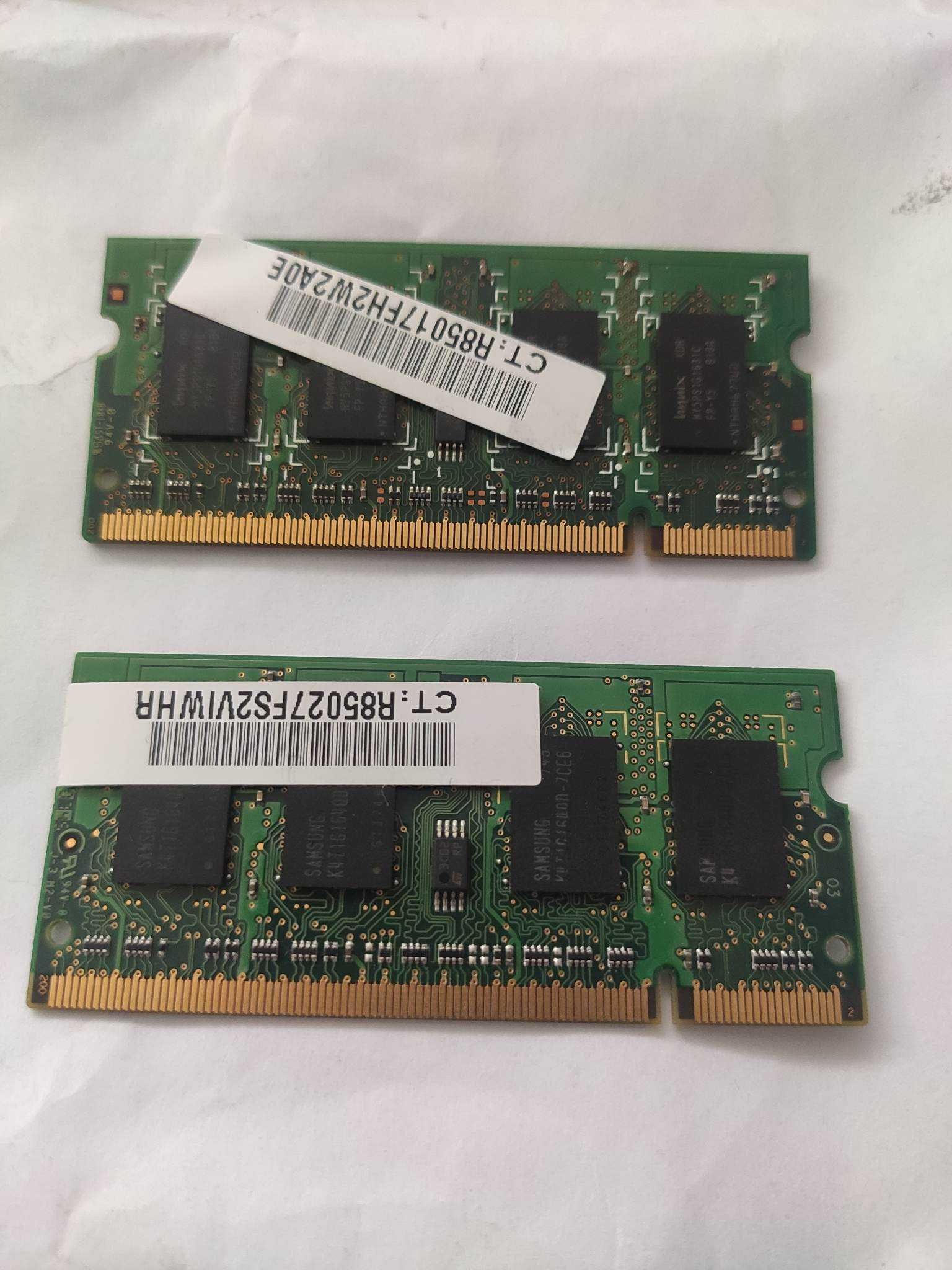 Pamięć RAM DDR2 2x1GB do laptopa PC2-5300S Samsung/Hynix