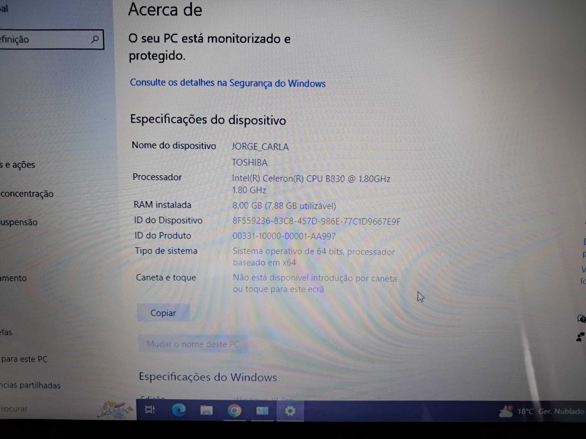 Portátil Toshiba