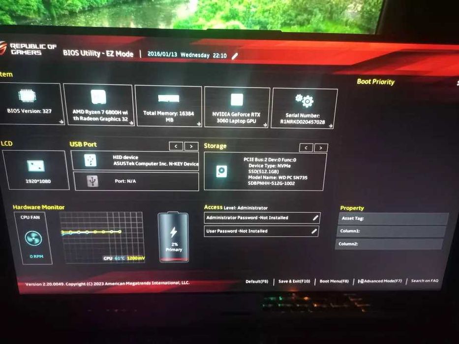 ASUS ROG Strix G15 (RTX 3060, Ryzen 7 6800H). Неисправен процессор