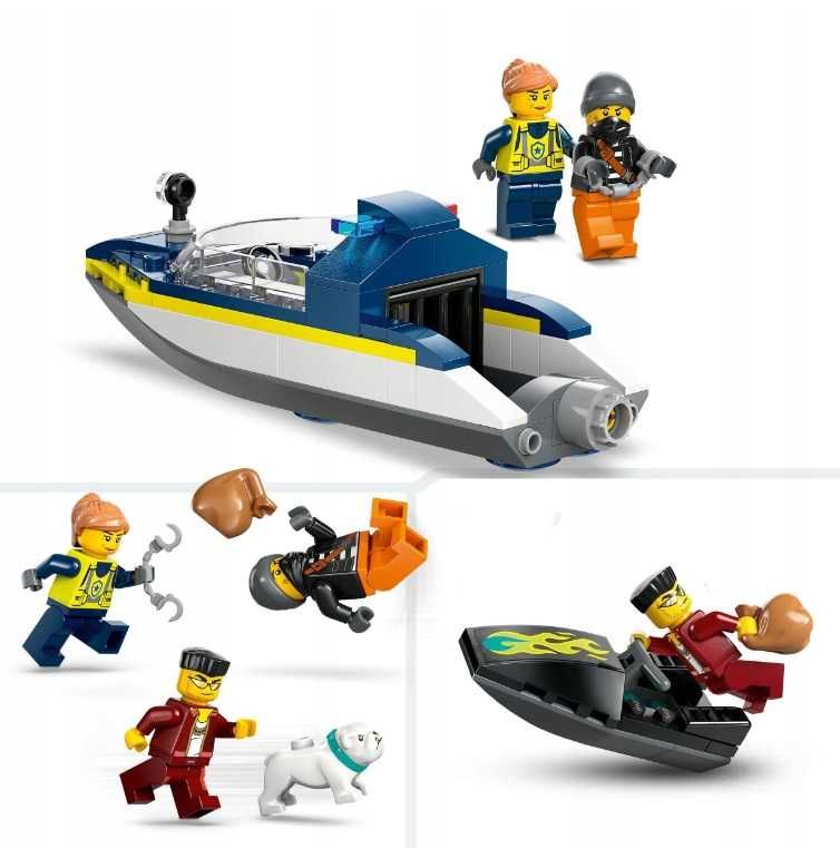 LEGO CITY 60417 Policyjna motorówka i Kryjówka Złodziejaszków