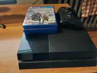 PS4 + kontroler + 3 gry (god of war, spiderman, red dead redemption)