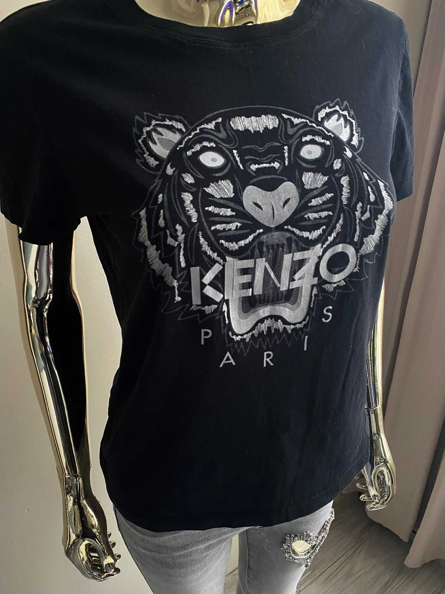 KENZO czarny t-shirt bluzka z tygrysem M