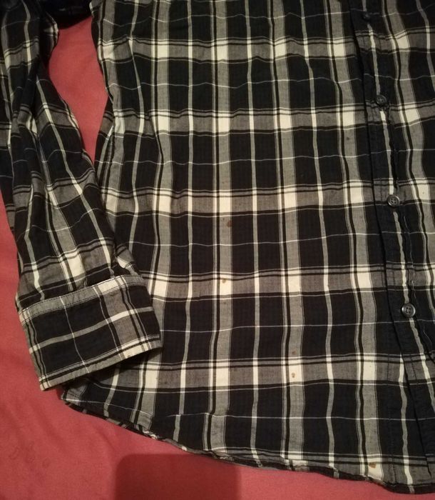 Koszula męska w kratę Banana Republic L 100% bawełna plamki