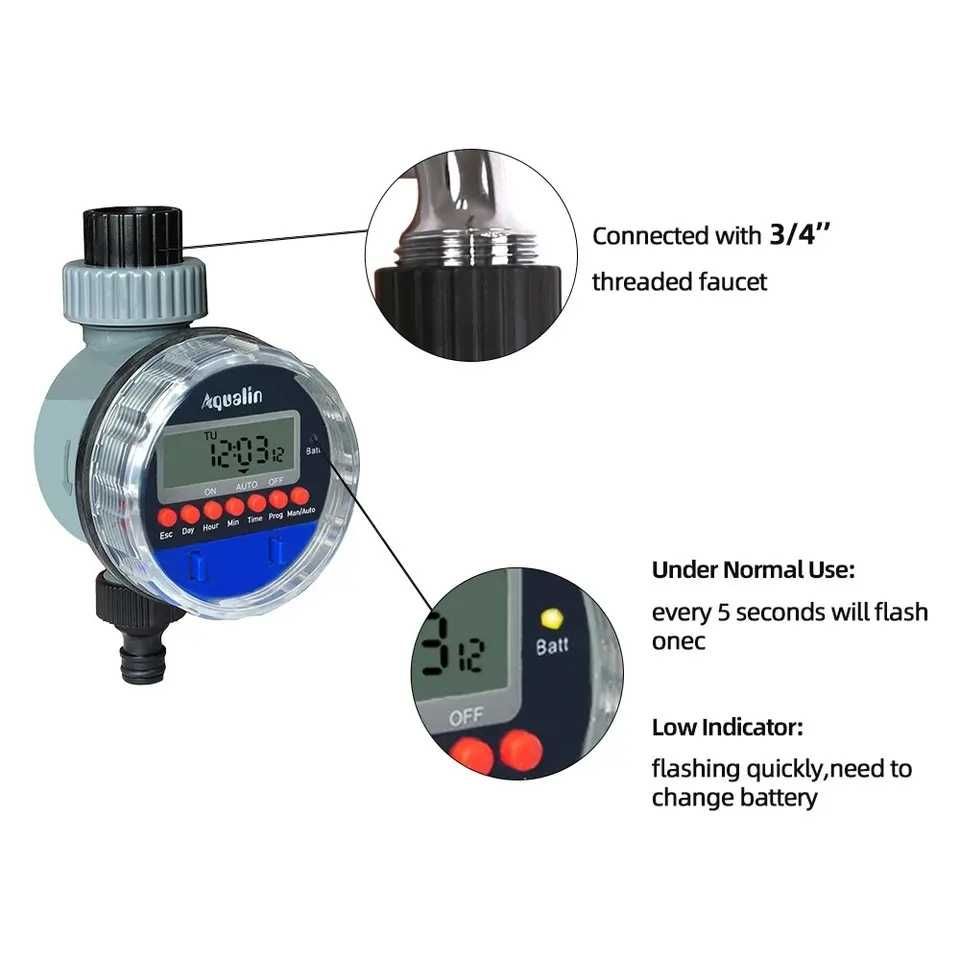 Таймер полива AQUALIN YL21026 с шаровым краном