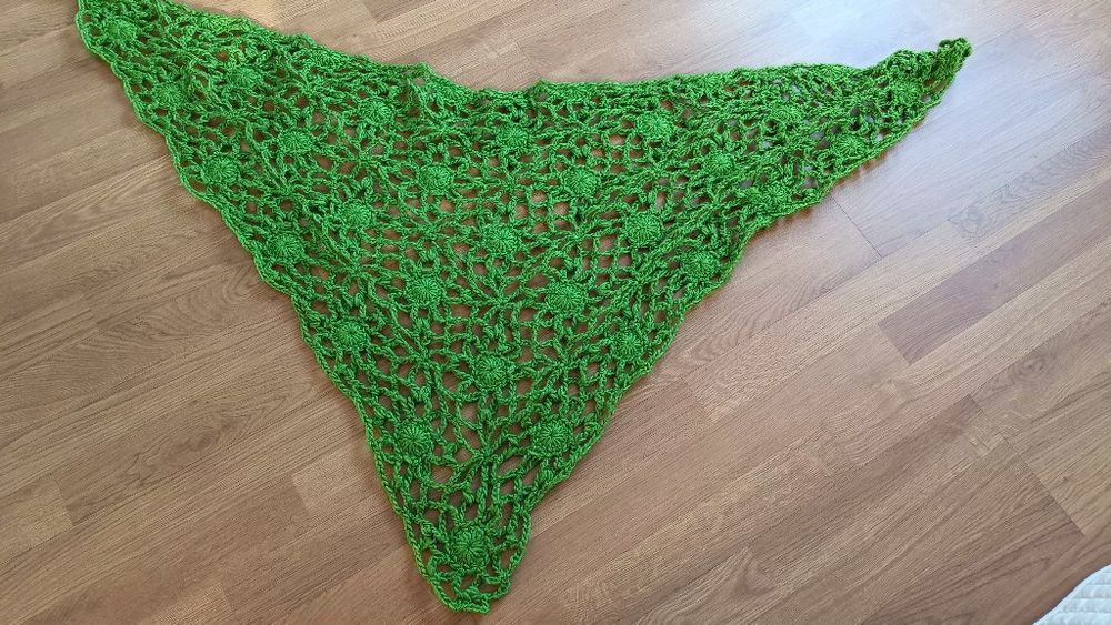 2 chusty na drutach pudrowy róż zielona