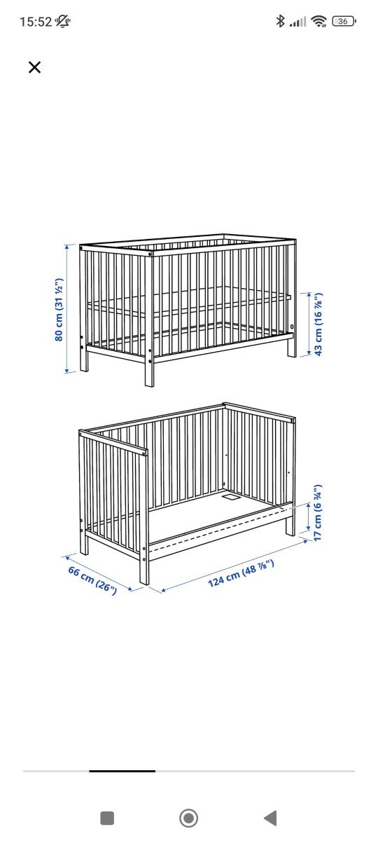 Łóżeczko niemowlęce Ikea Gulliver + materac gratis
