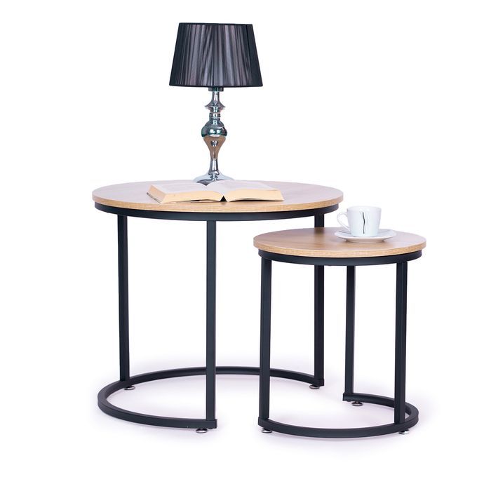Zestaw stolików kawowych 2 szt. okrągłe loftowy design