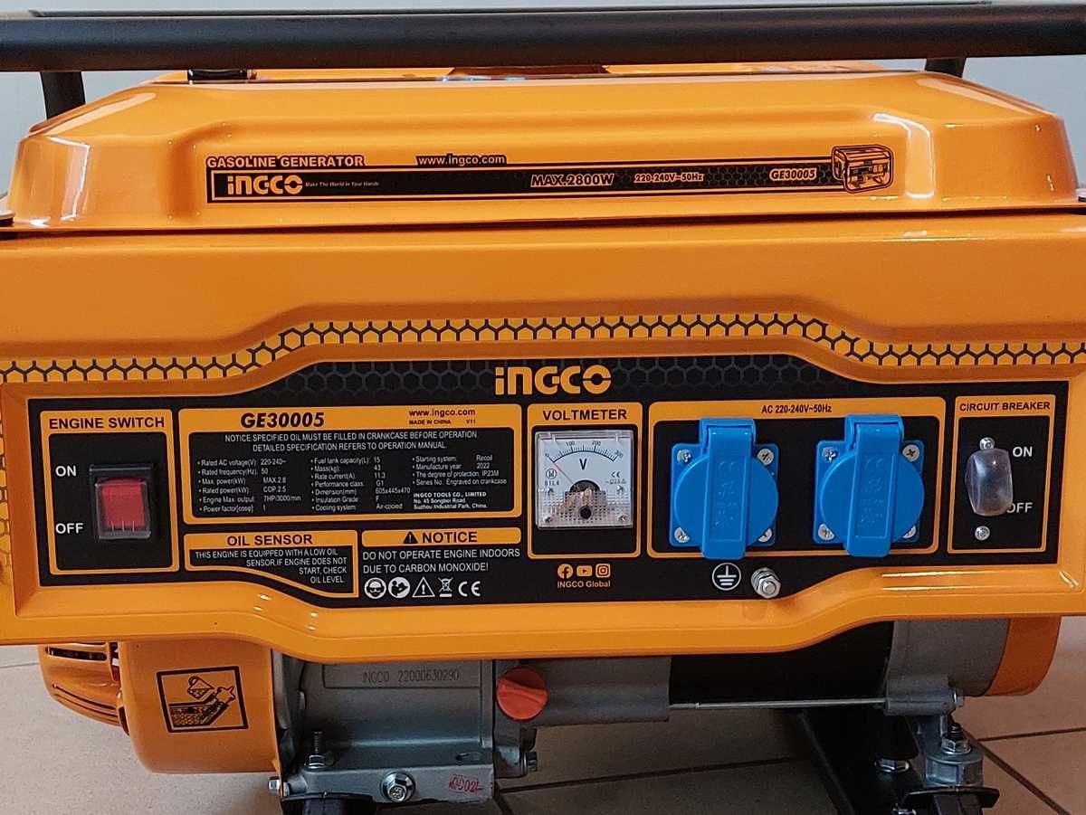 Бензиновый генератор INGCO GE30005 (2.5/2.8 кВт), гарантия 1 год