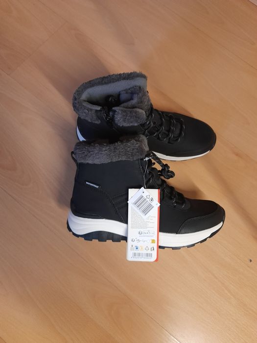 Buty Zimowe Damskie Wodoszczelne/Zamek+Sznurowanie/