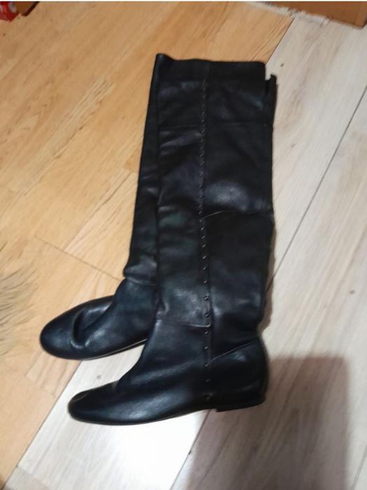 Шкіряні високі чоботи ботфорди 39