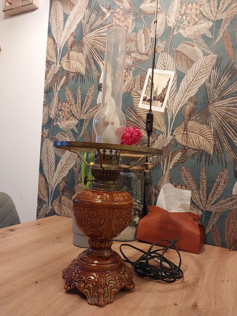 Lampa, lampka stołowa wzmpf Wałbrzych, vintage, PRL, kamionka