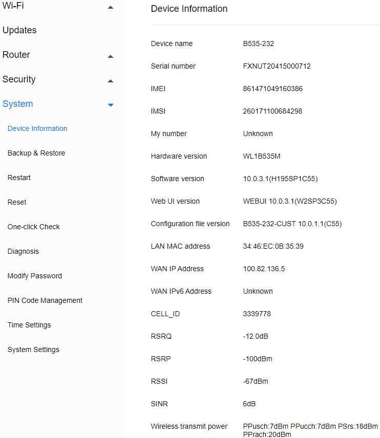 Huawei B535 router WiFi/LTE