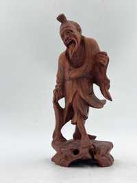 Rzeźba drewniana figurka chiński rybak