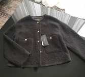 Massimo Dutti wełniany Krótki Żakiet Kardigan Boucle 38M 40L czarny XS