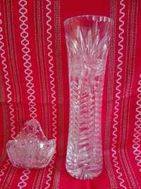 Kryształy polskie: wazon i koszyczek
