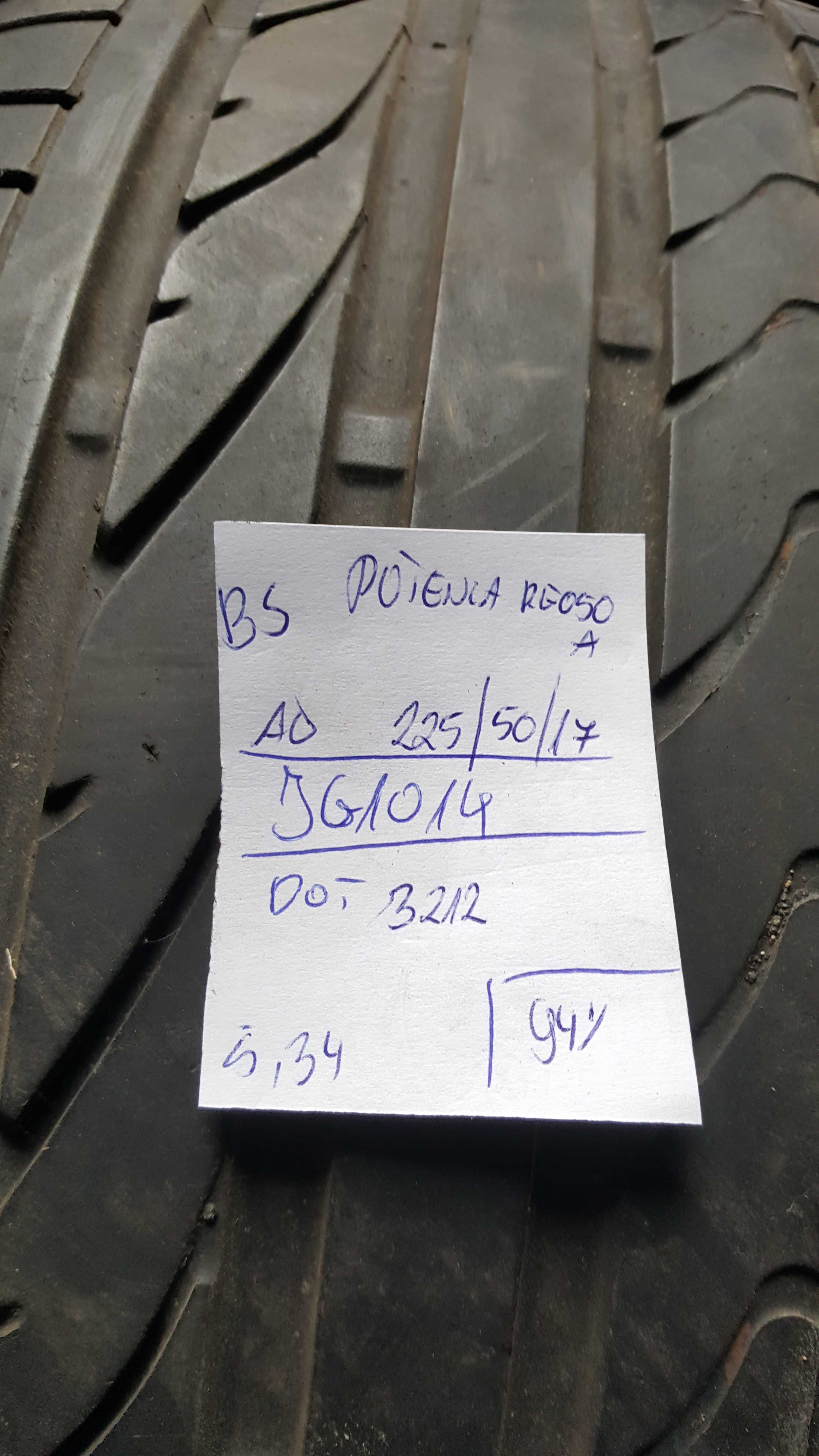 Bridgestone 225/50 r17 Potenza RE050A /// 5,35mm!!! wysyłka GRATIS