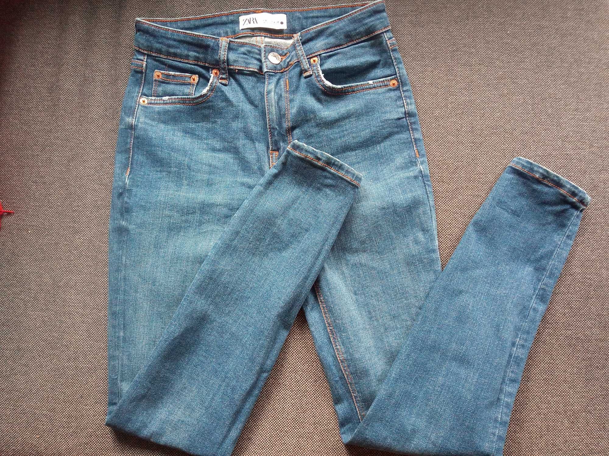 ZARA granatowe jeansy vintage 36