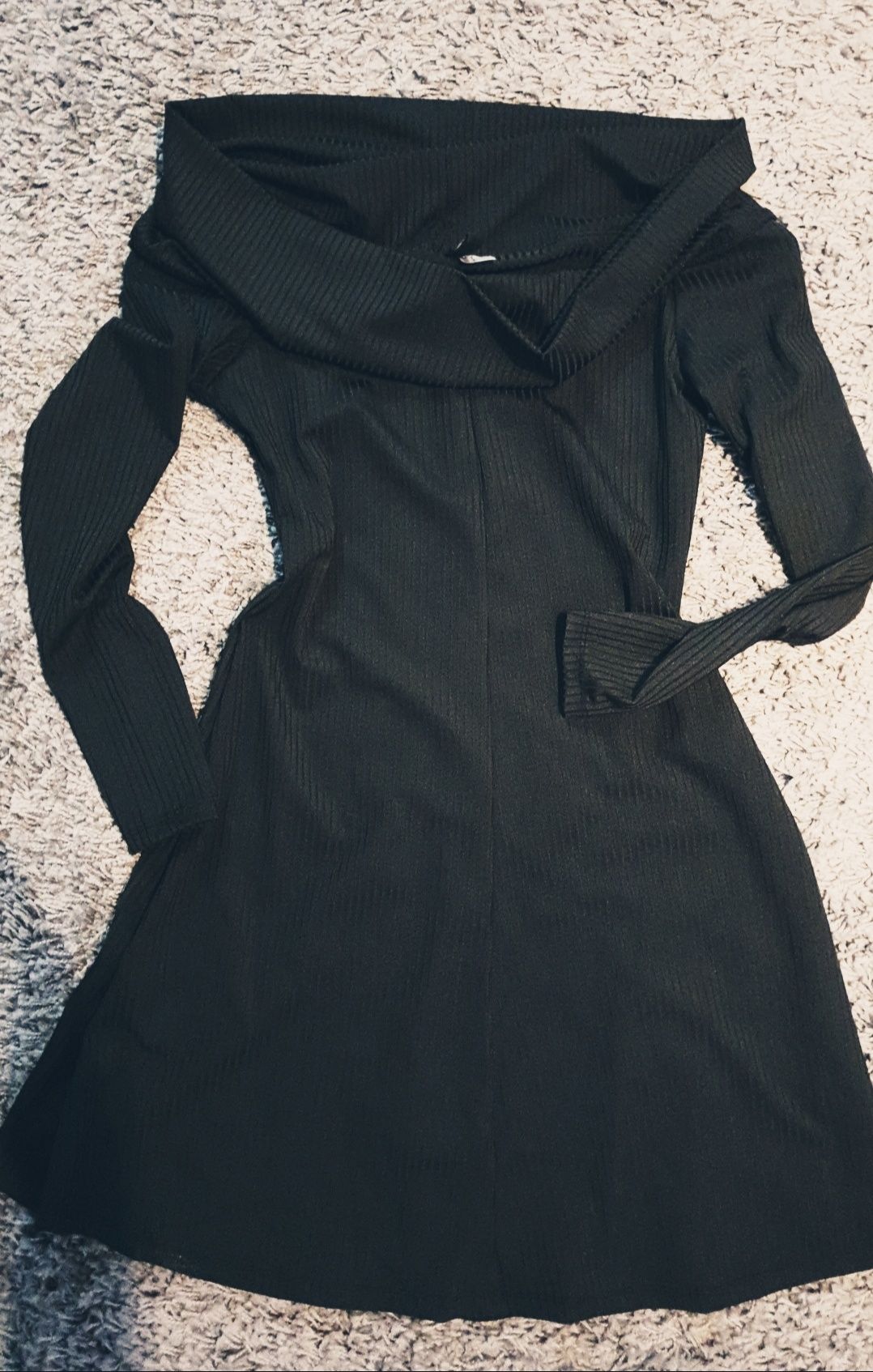 h&m divided 38 M czarna mała czarna prążki śliczna sukienka elegancka