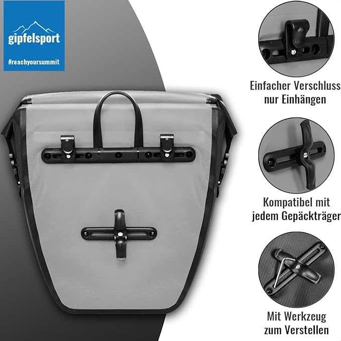 TORBA ROWEROWA wodoszczelna pojemna zwijana z uchwytem