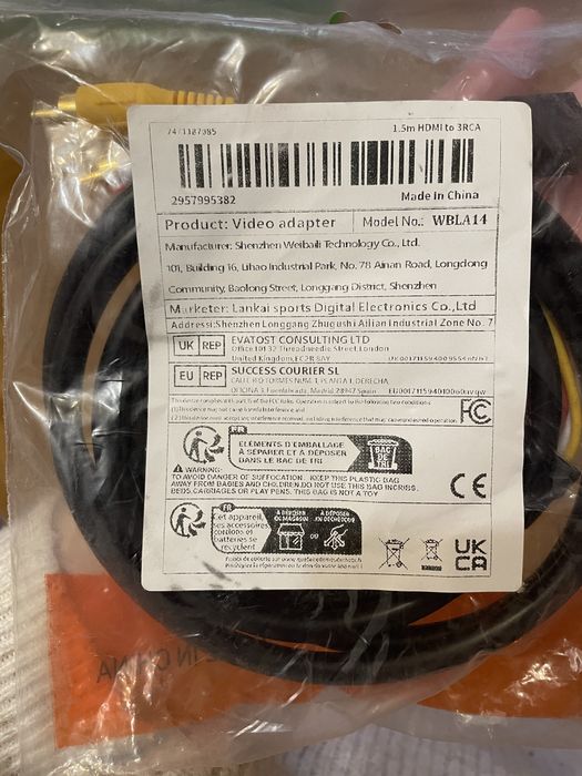 Новий кабель HDMI to 3RCA