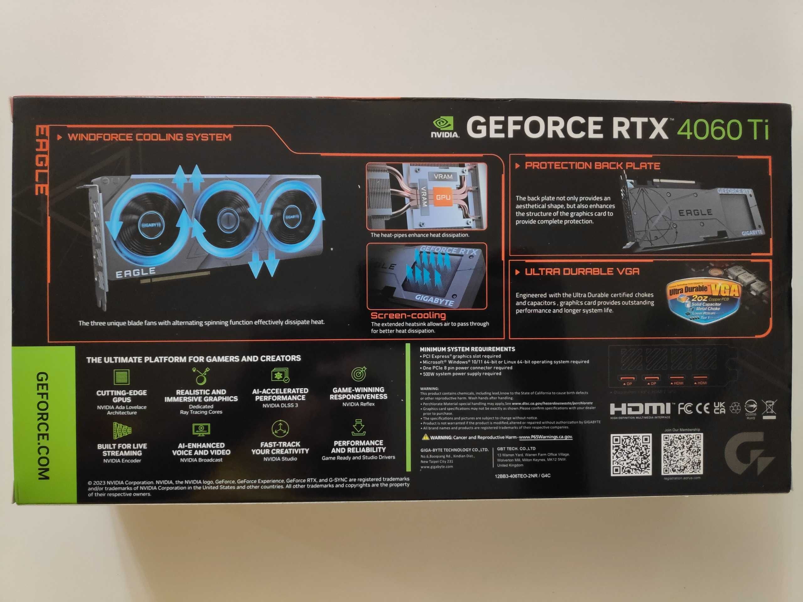 Видеокарта GIGABYTE Nvidia GeForce RTX 4060 Ti EAGLE Новая