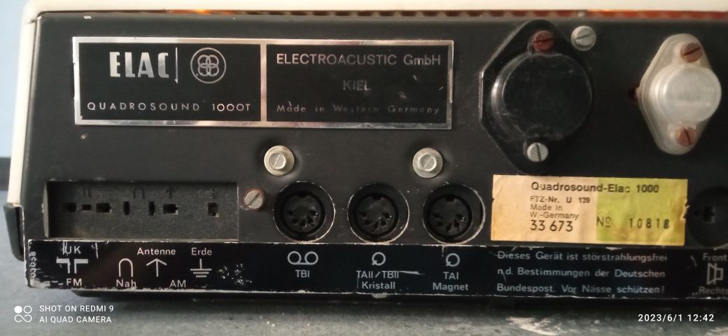 Rzadkość Amplituner Elac 1000 T z 1972/6.