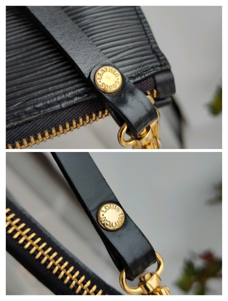 Сумка Louis Vuitton Black Epi Leather Pochette шкіряна сумочка LV

Ори