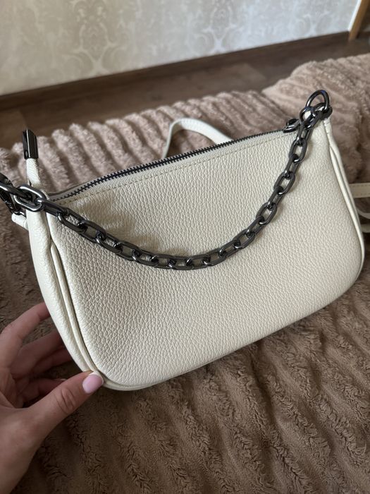 Сумка жіноча молочна шкіряна/кожанная
